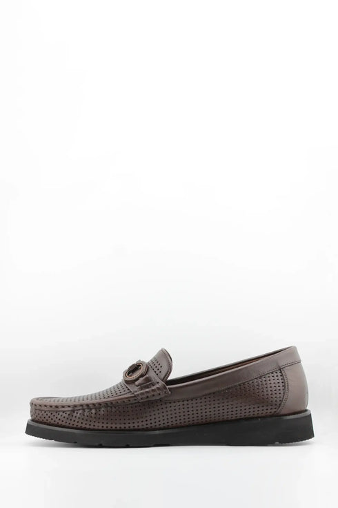 DFC Relax Men Perforated Leather Loafers with Buckle
